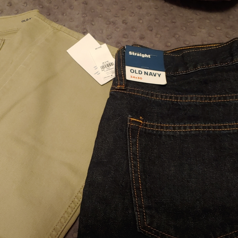 2 Pair Mens Old Navy Jeans. 1 Blue 1 Tan